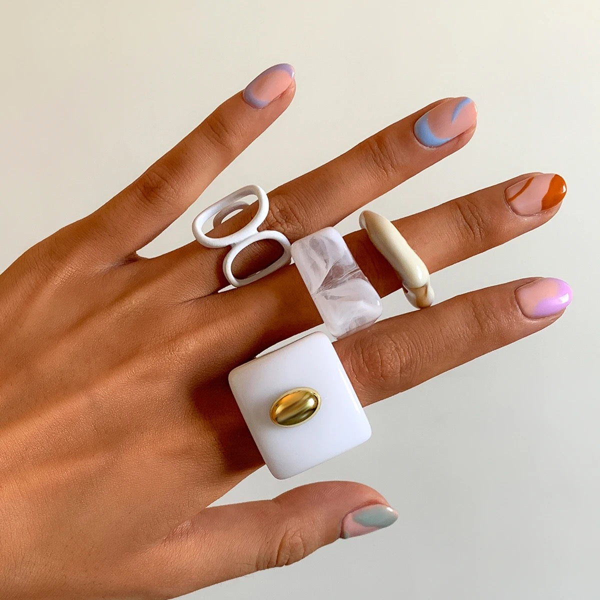 Rings set for nail photos, 4pc