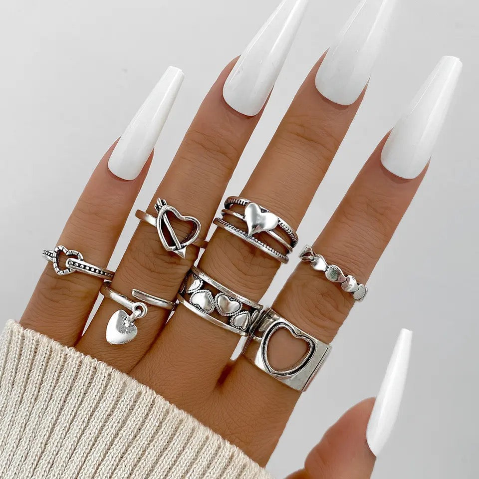 Rings set for nail photos, 7pc