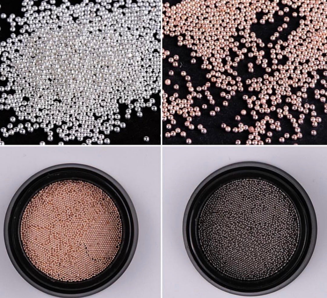 Nail beads, metal, rose gold (0.4mm)