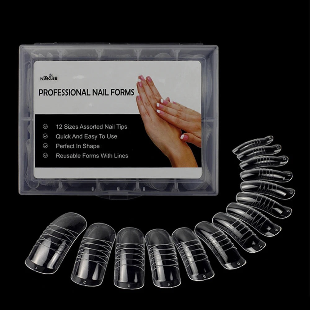 Dual Nail Forms #8 clear, small bend, for acrygel, polygel, 120pc