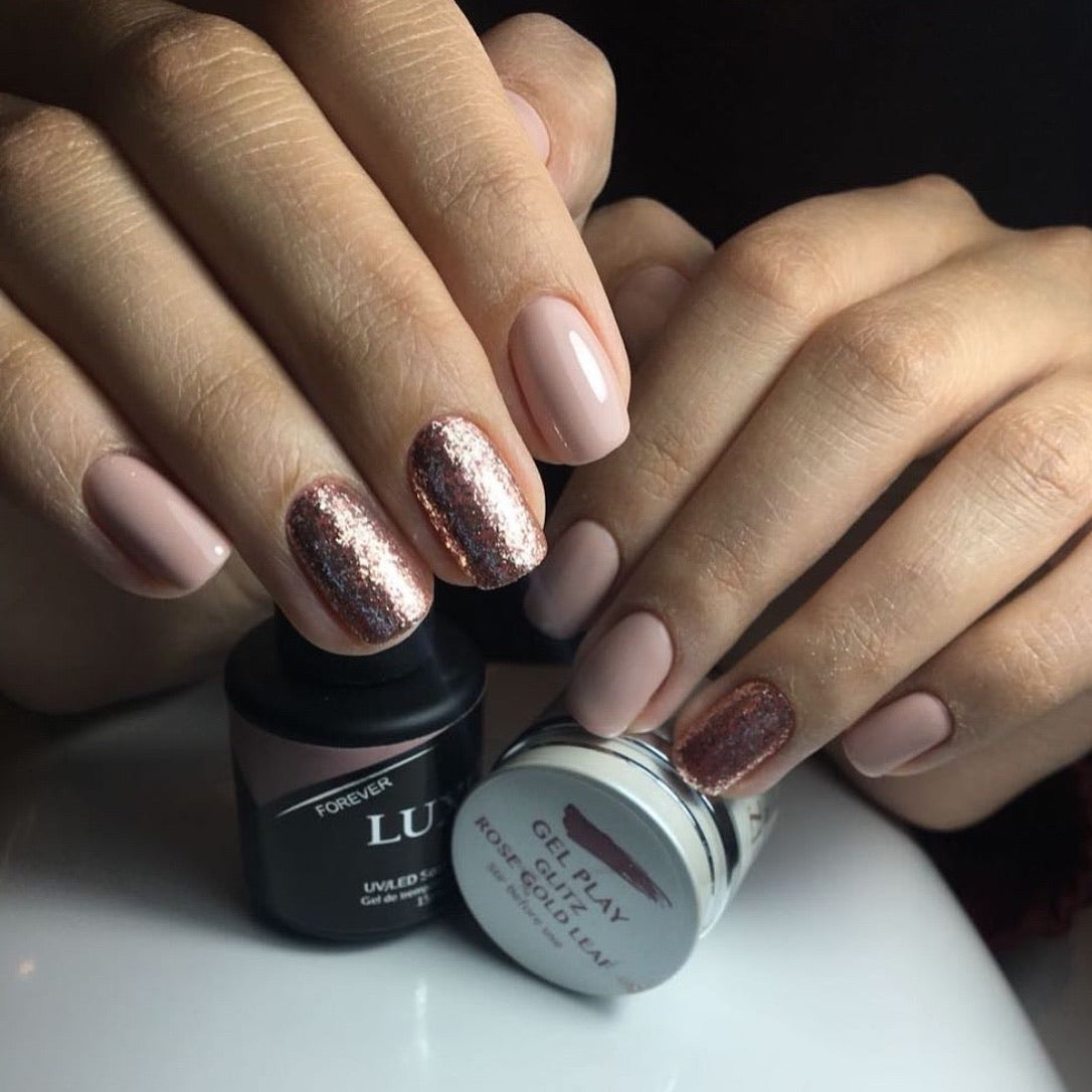 AKZENTZ GEL PLAY - GLITZ ROSE GOLD LEAF