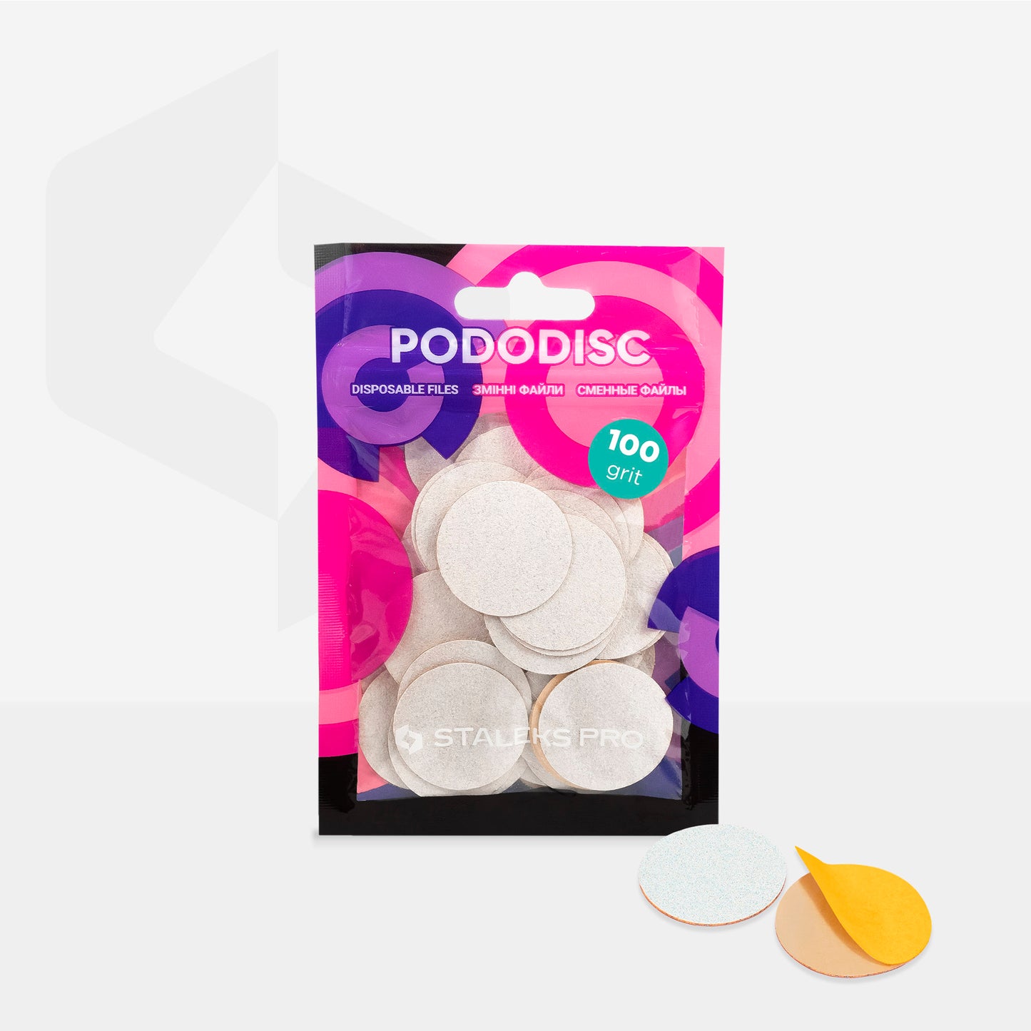 STALEKS PRO PODODISC 100 grit (WHITE, Thin) REFILL PADS, LARGE, 50PC