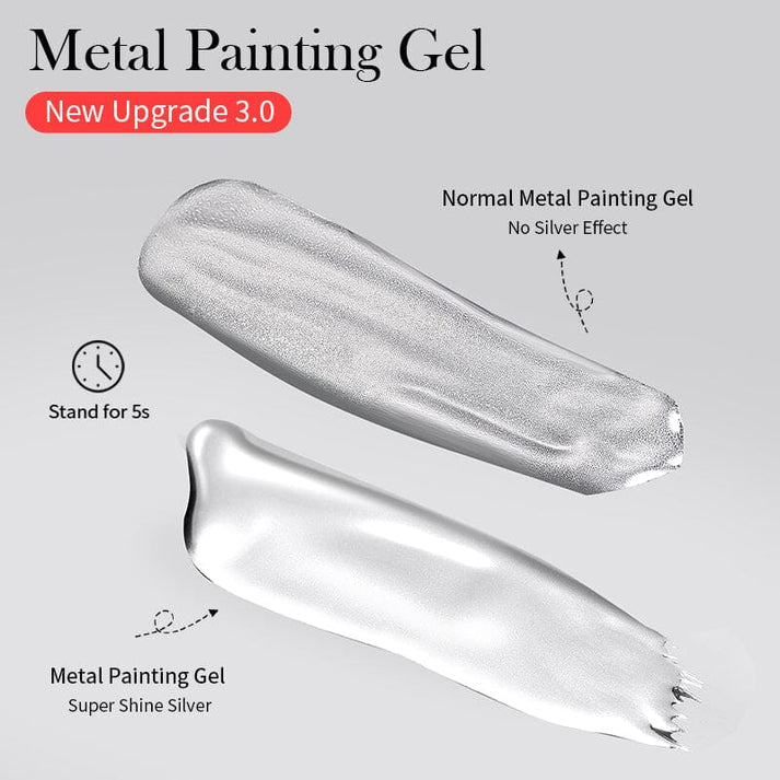 METAL PAINTING SILVER GEL PAINT ("super silver"), by BORN PRETTY
