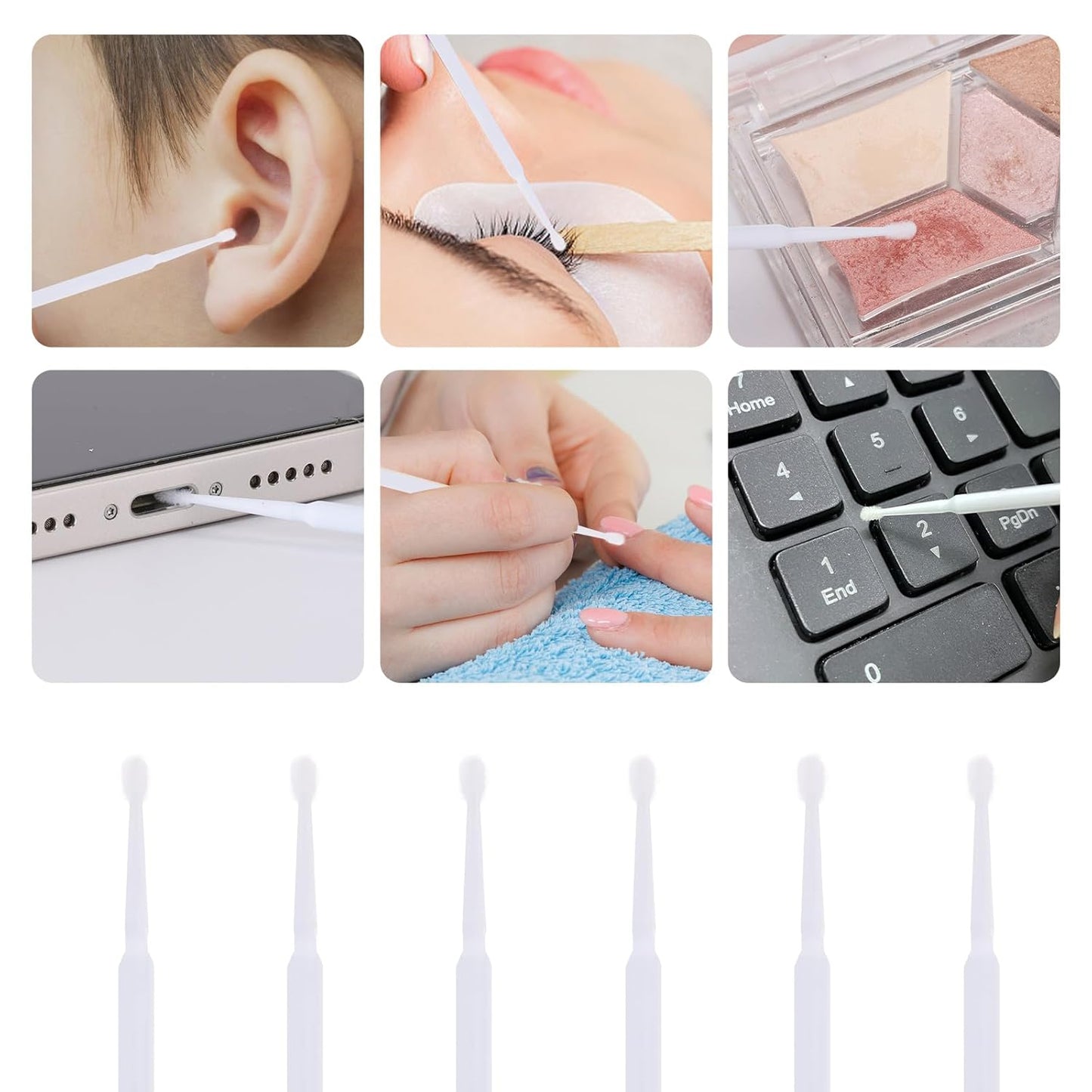 Microbrush Applicator for Various Liquids, Multicolor (Fine Tip, 100pc)