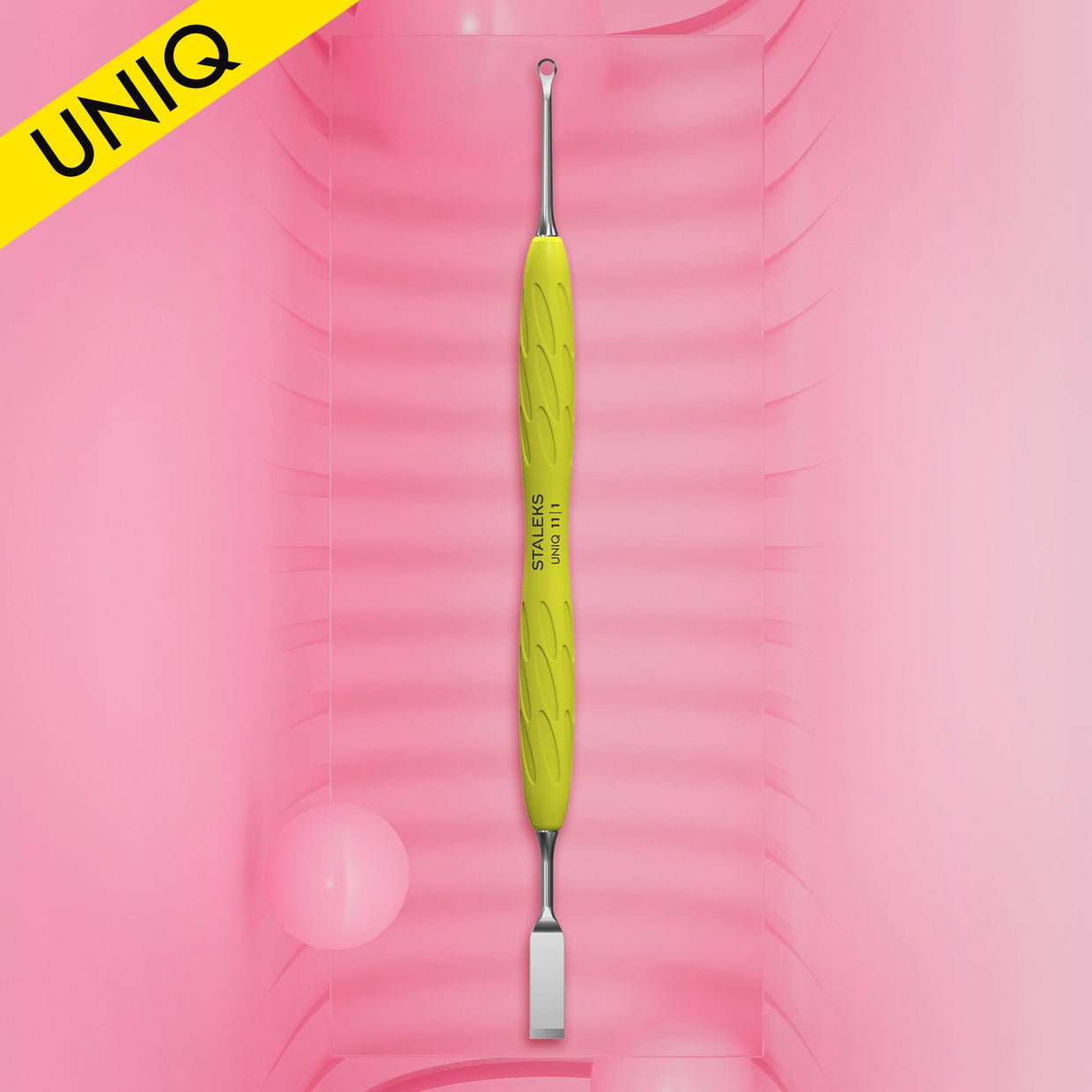 STALEKS PRO CUTICLE PUSHER UNIQ 11, Type 1, PQ-11/1 (Pink or Yellow)
