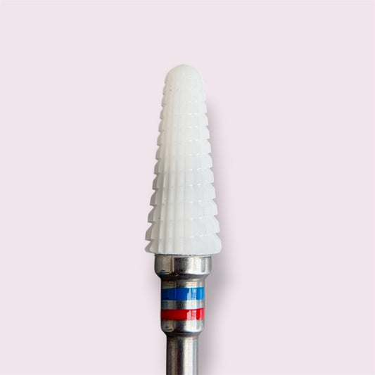 (New!) Ceramic Nail Bit for Removal (White Volcano, Tapered Cone), Red+Blue - Right Handed, 1pc