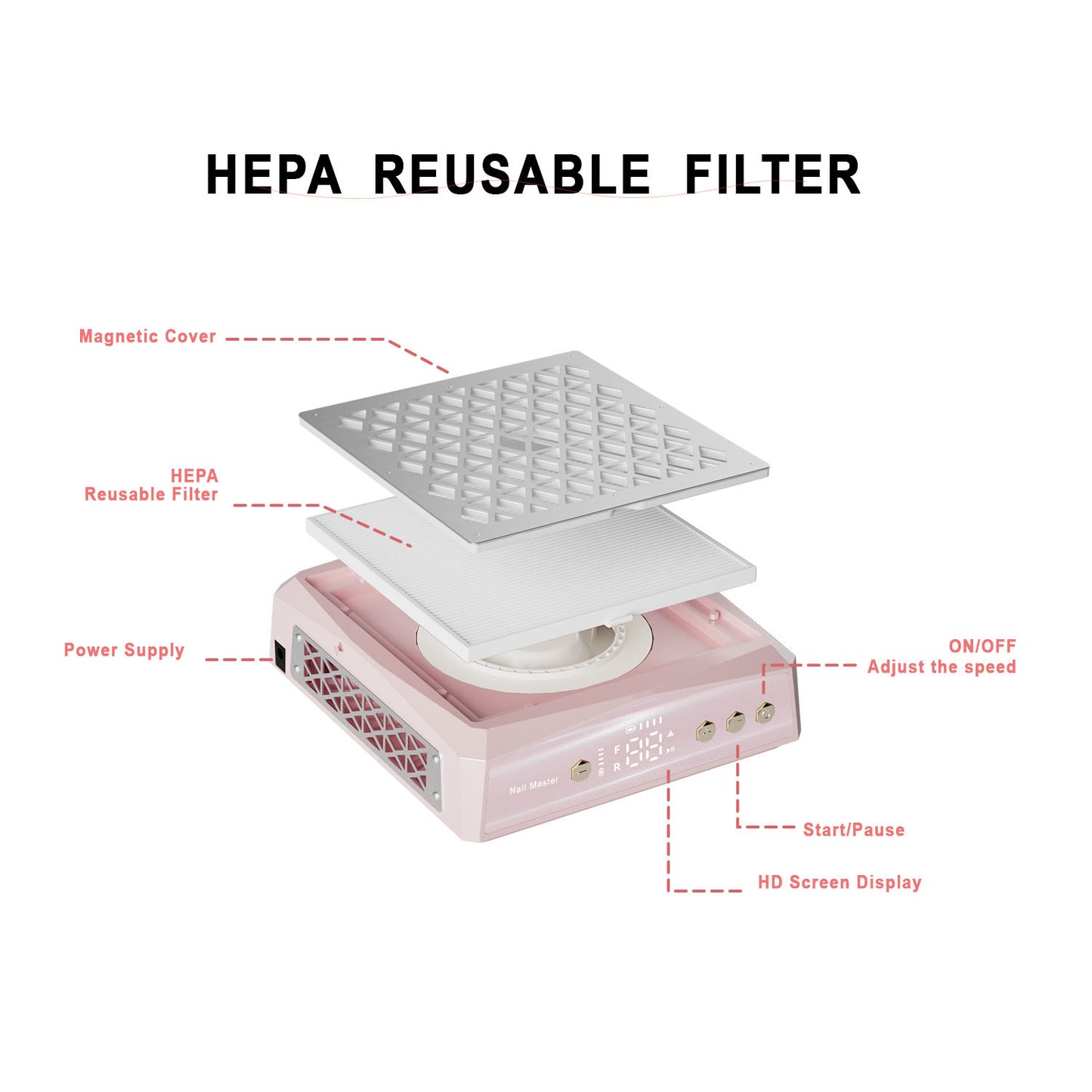 (New!) 2026  Nail Dust Vacuum Collector (Rechargeable)