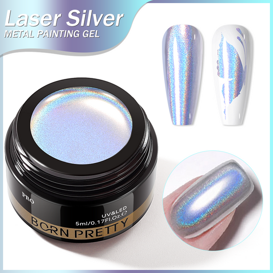 PRO SUPER LASER SILVER CHROME GEL (5ml, 1.06 oz), by BORN PRETTY