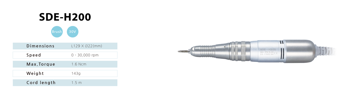 Nail Drill Set Marathon Champion 3 with H200 handpiece (Made in Korea)
