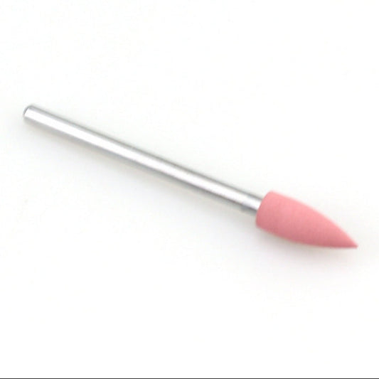A rotary burr drill bit with a pink conical abrasive tip on a silver metal shank, shown on a plain white background with the number 19 in the top right corner.