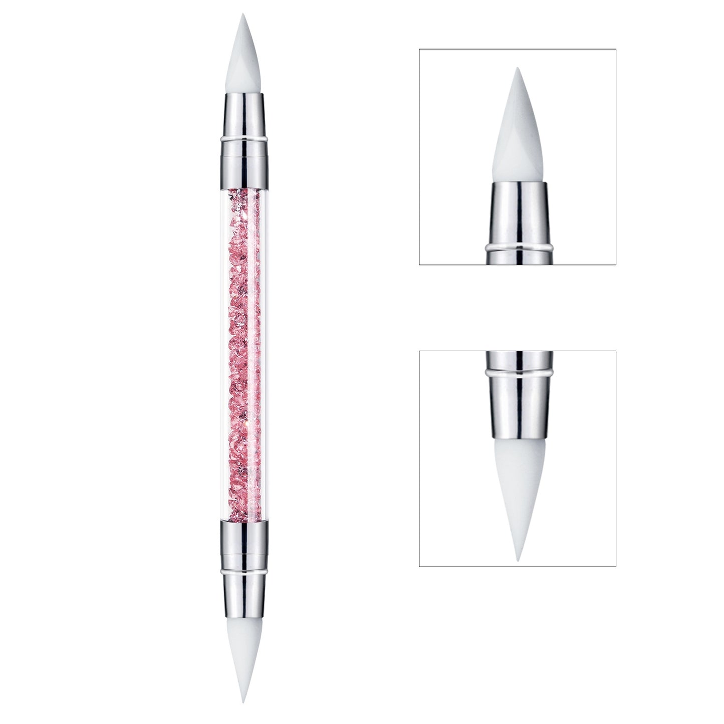 Silicone applicator pink with two pointy tips