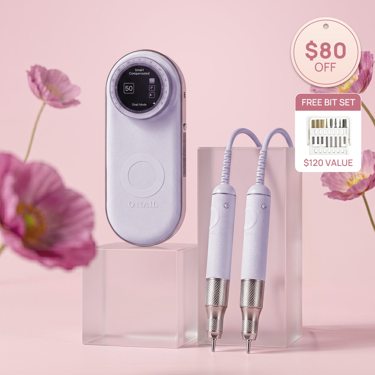 ONAIL AI Precision Drill with 2 Handpieces (Plus a FREE Set of Bits!)