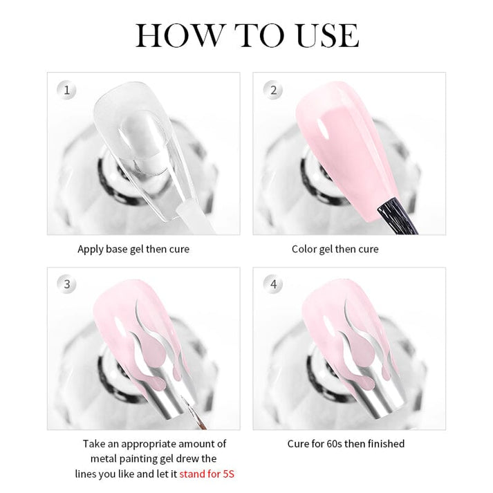 METAL PAINTING SILVER GEL PAINT ("super silver"), by BORN PRETTY