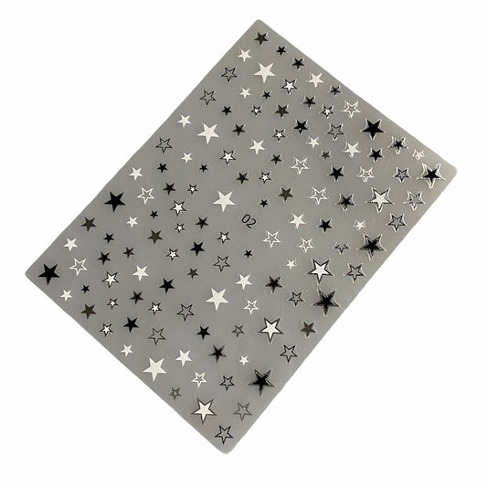 Nail sticker, Stars Black/White/Silver