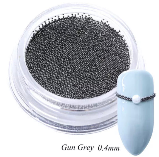 Nail beads, metal/ dark gray (0.4mm)