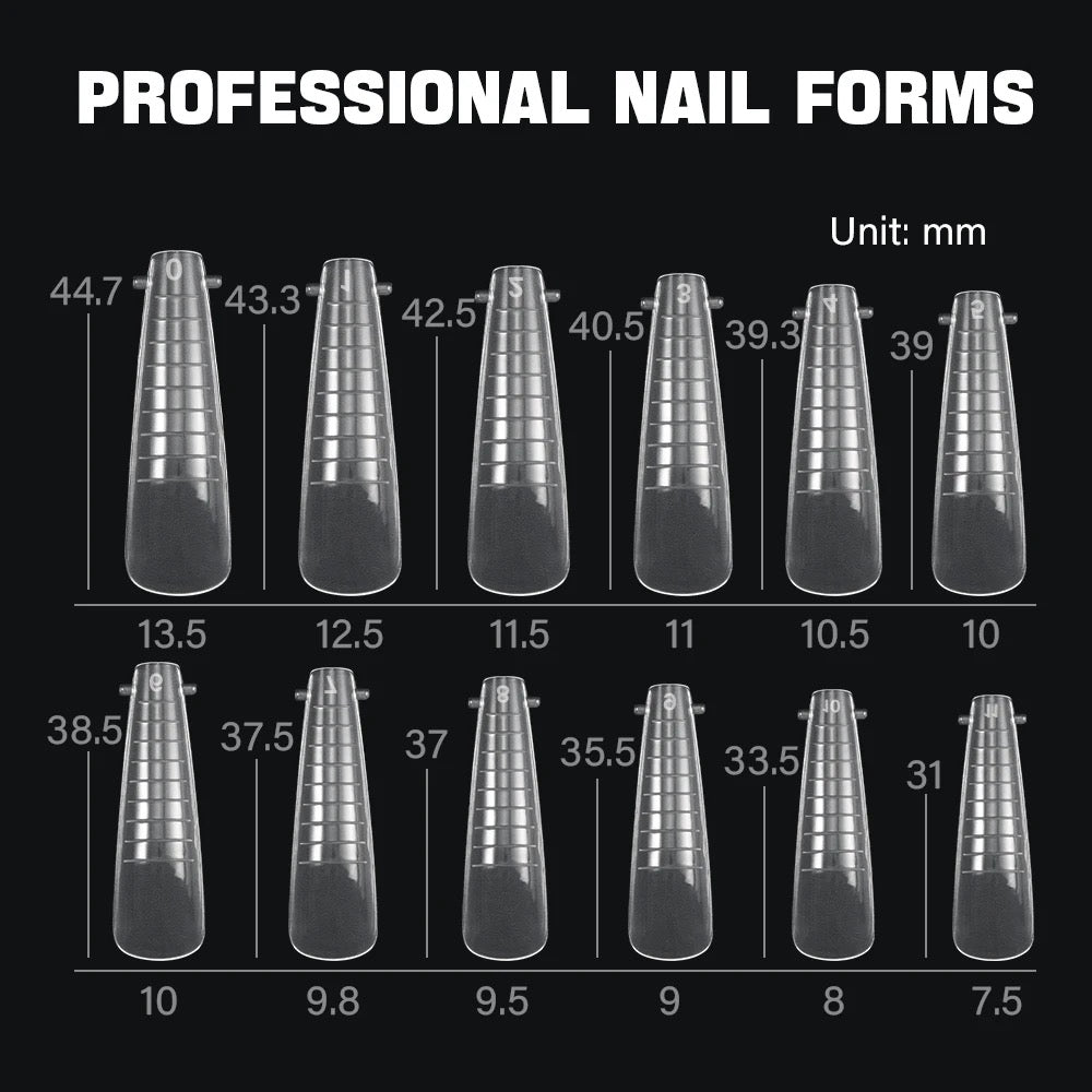 Dual Nail Forms #5 coffin clear for acrygel, polygel, 120pc