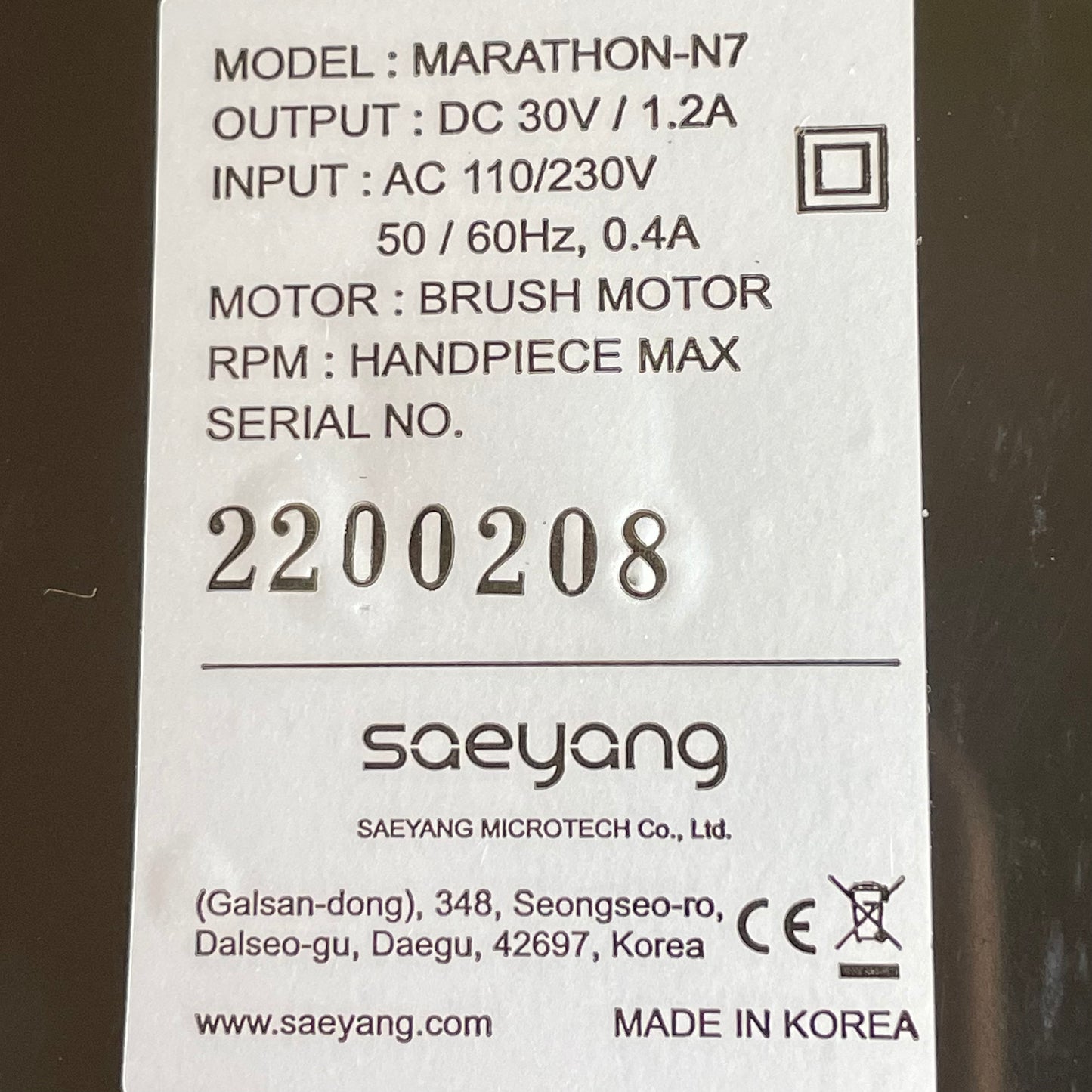 Nail Drill Set for Pedicure Marathon N7 SH37L(M45)(New! Made in Korea)