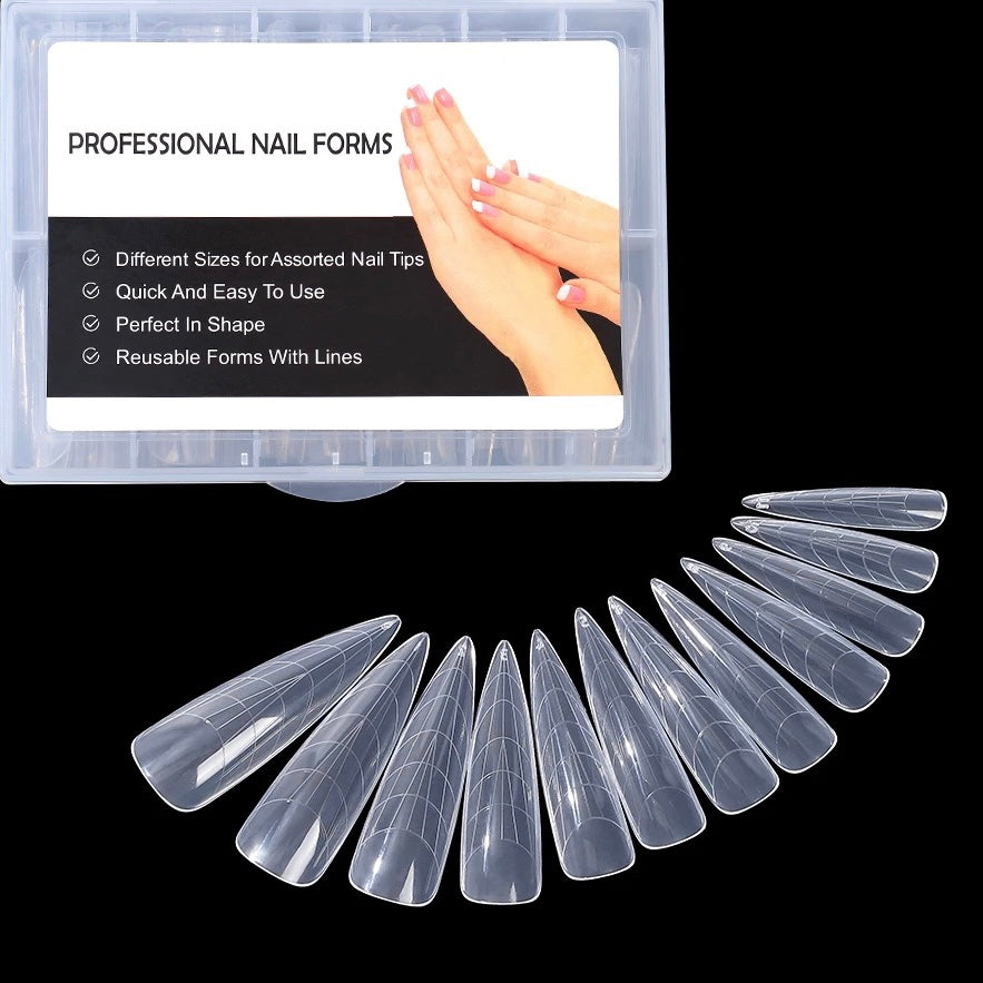 Dual Nail Forms #7 pointy clear for acrygel, polygel, 120pc
