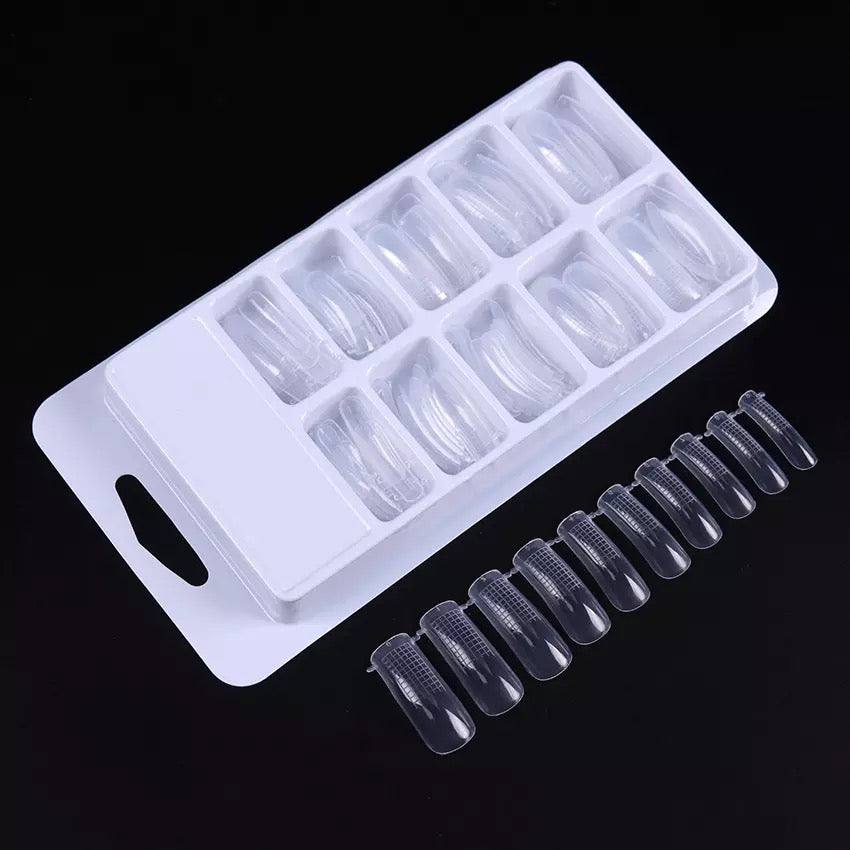 Dual Nail Forms #1 "Square" clear for acrygel, polygel, 100pc