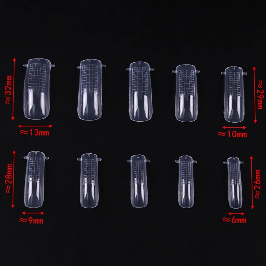 Dual Nail Forms #1 "Square" clear for acrygel, polygel, 100pc