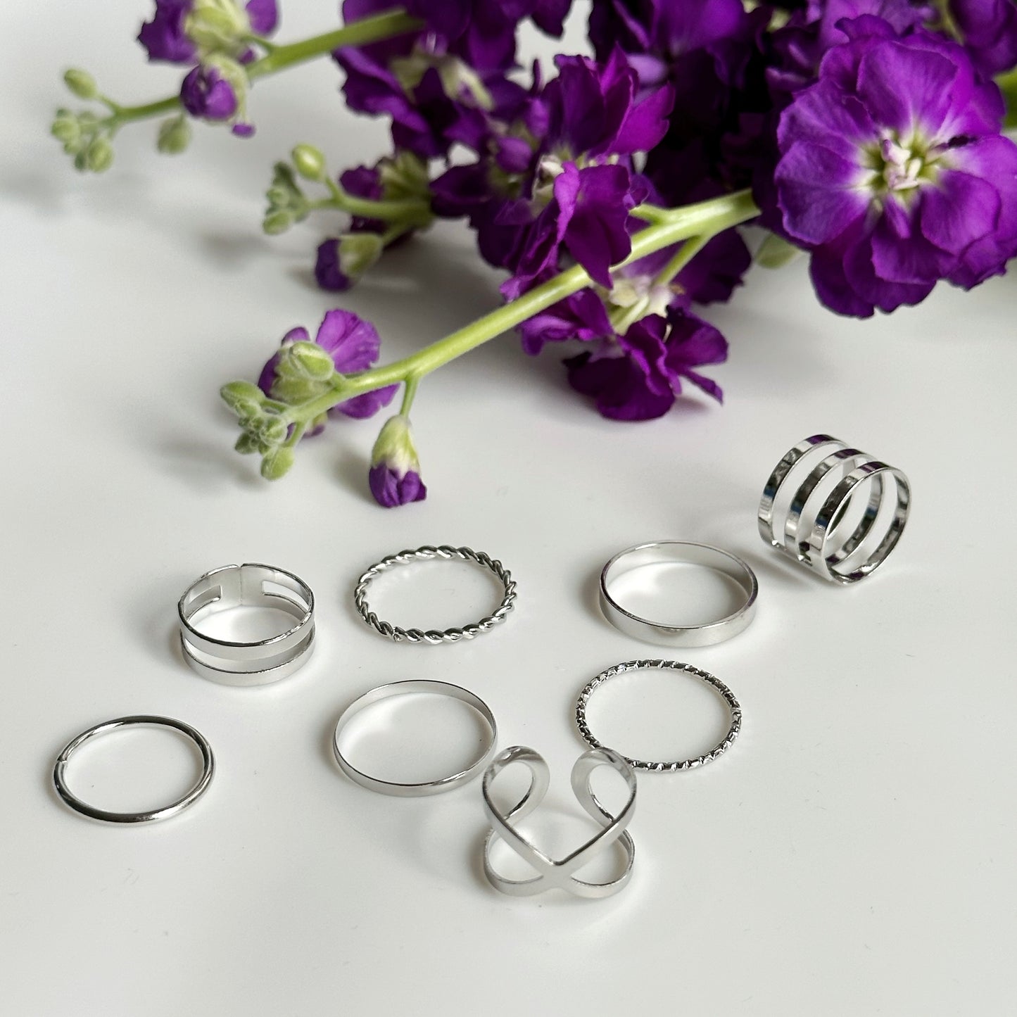 Rings set for nail photos, 8pc