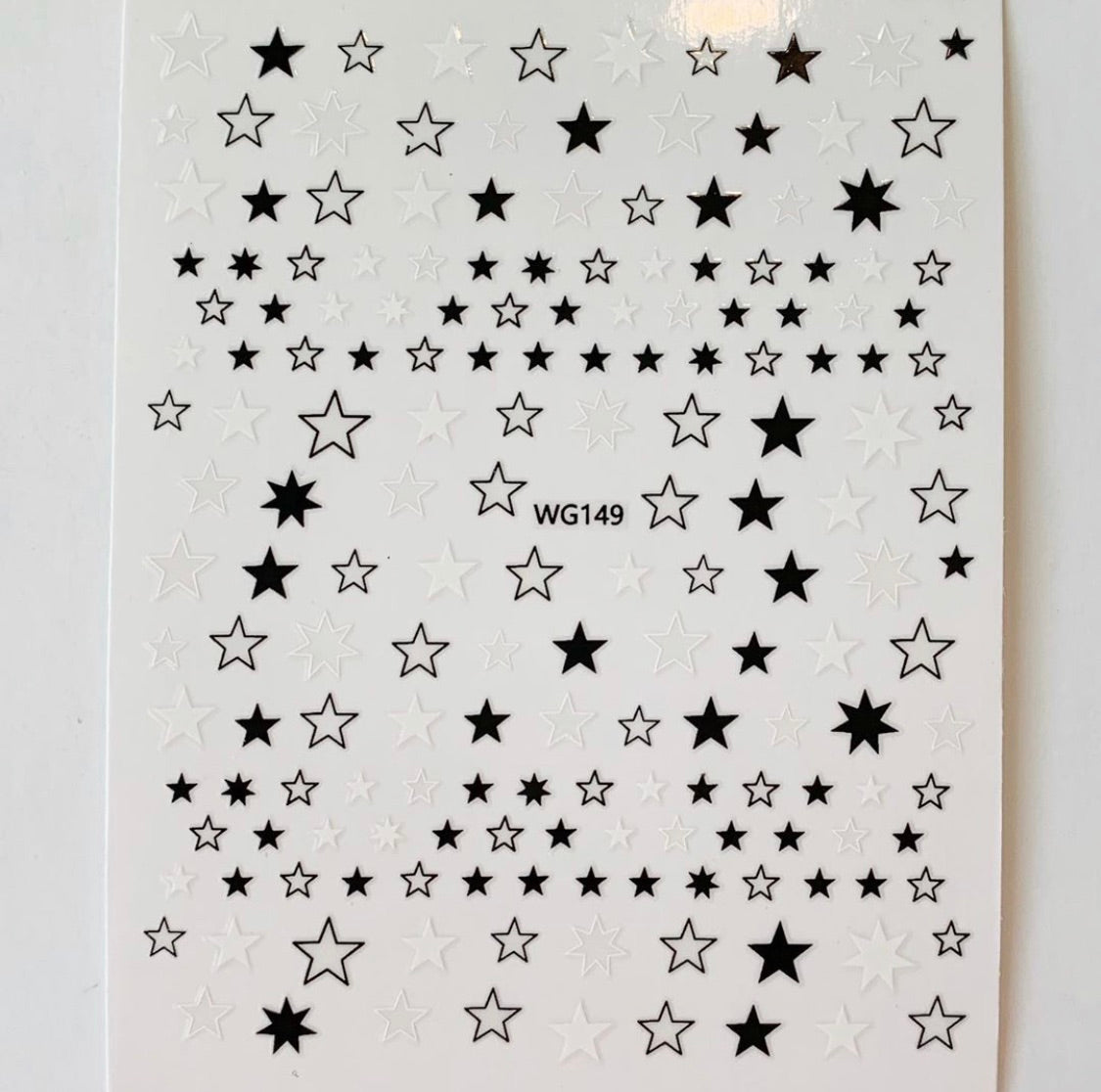 Nail sticker, Stars Black/White