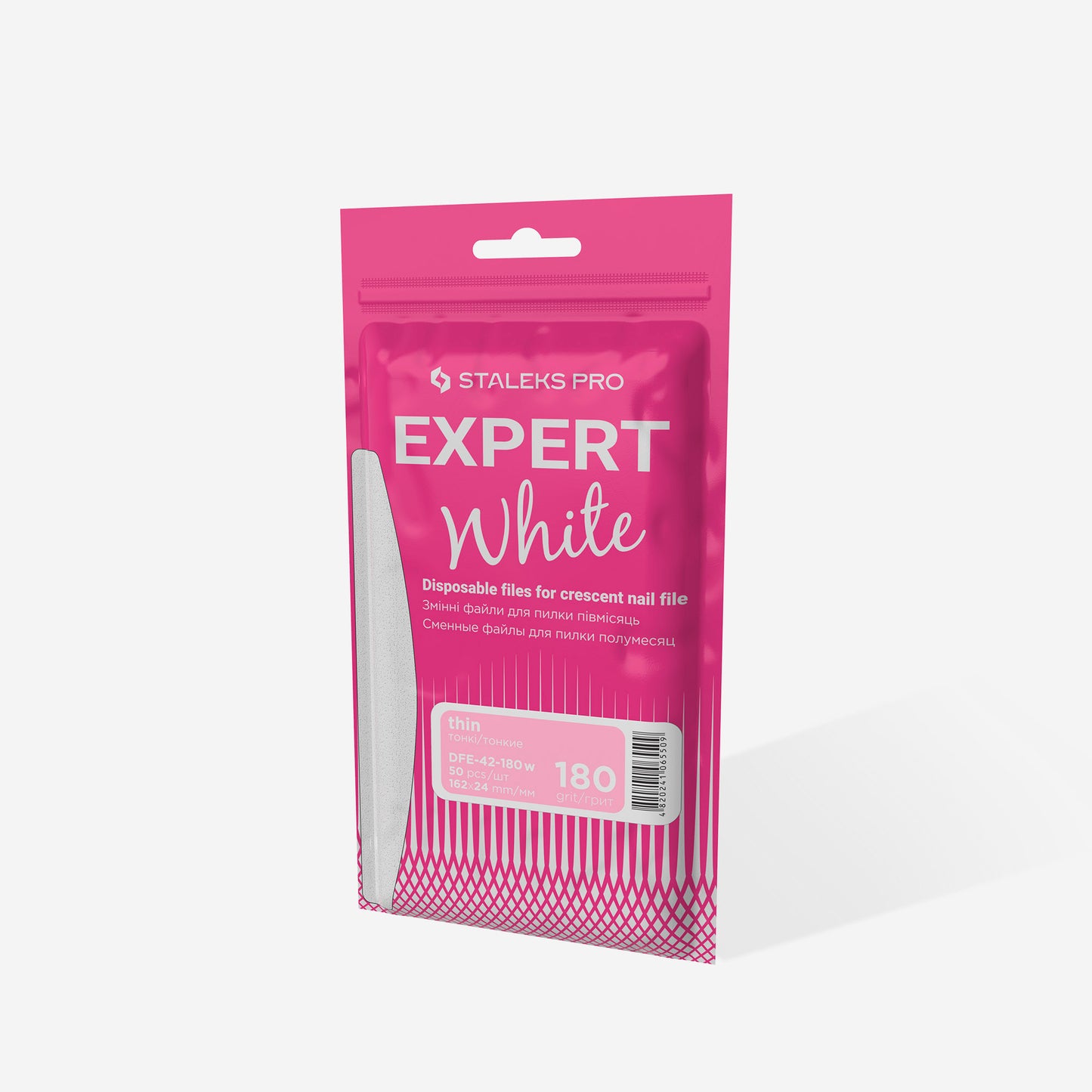 STALEKS PRO EXPERT 42 (White Thin) REFILL PADS for CRESCENT FILE 180 GRIT, 50pc